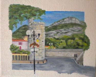 Painting titled "TOUR DE L'HORLOGE" by Nadine Jacot (Nad-Ev), Original Artwork
