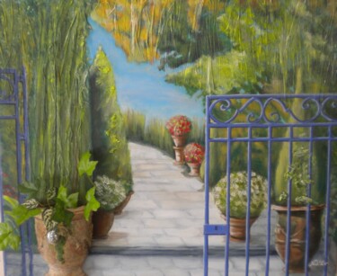 Painting titled "LE JARDIN" by Nadine Jacot (Nad-Ev), Original Artwork, Acrylic