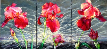 Картина под названием "tempête 2" - Nadine Lenzotti, Подлинное произведение искусства, Акрил Установлен на Деревянная рама д…