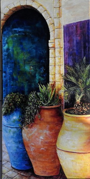 Painting titled "poterie du sud" by Nadine Lenzotti, Original Artwork
