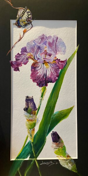 Peinture intitulée "Iris 1-03-11-2021" par Nadine Lenzotti, Œuvre d'art originale, Acrylique Monté sur Carton