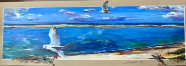 Painting titled "Bassin d’Arcachon -…" by Nadine Lenzotti, Original Artwork, Acrylic Mounted on Cardboard