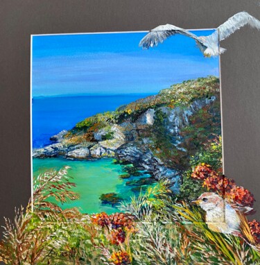 Peinture intitulée "Belle-île -09/22" par Nadine Lenzotti, Œuvre d'art originale, Acrylique Monté sur Carton