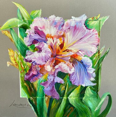 Peinture intitulée "Au cœur de l’iris" par Nadine Lenzotti, Œuvre d'art originale, Acrylique Monté sur Carton