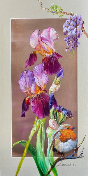 Peinture intitulée "Série iris -01-2023-" par Nadine Lenzotti, Œuvre d'art originale, Acrylique Monté sur Carton