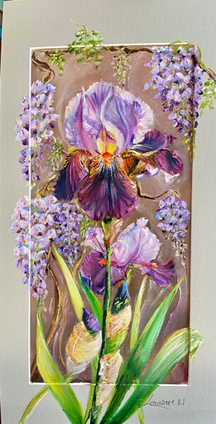 Peinture intitulée "Série iris -02- 2023" par Nadine Lenzotti, Œuvre d'art originale, Acrylique Monté sur Carton
