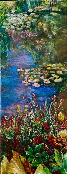 Painting titled "Giverny autrement -…" by Nadine Lenzotti, Original Artwork, Acrylic Mounted on Wood Stretcher frame