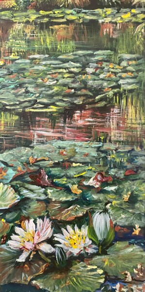 Peinture intitulée "Giverny en automne…" par Nadine Lenzotti, Œuvre d'art originale, Acrylique Monté sur Châssis en bois