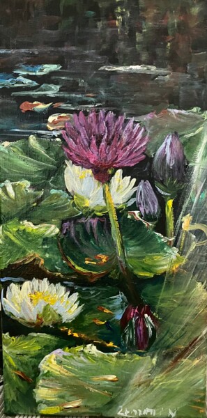 Pintura titulada "Giverny en automne…" por Nadine Lenzotti, Obra de arte original, Acrílico Montado en Bastidor de camilla d…