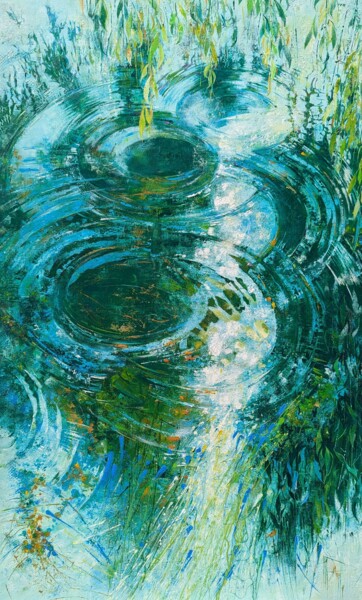Peinture intitulée "Sir l'eau, balayant…" par Nadine Pillon, Œuvre d'art originale, Huile