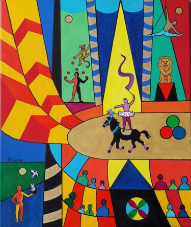 Painting titled "circus" by Nadine Rivoal, Original Artwork, Acrylic