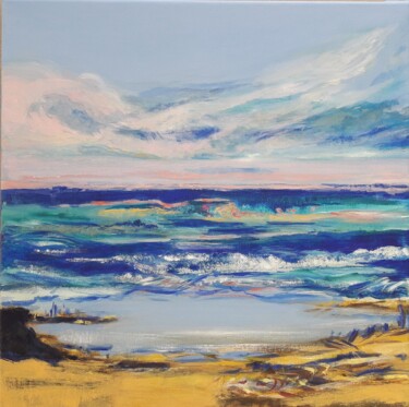 Painting titled "la plage" by Nadine Rivoal, Original Artwork, Acrylic Mounted on Wood Stretcher frame
