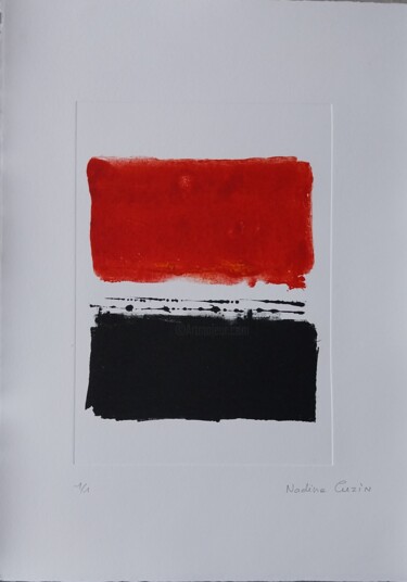 Gravures & estampes intitulée "Orange noire" par Nadine Rivoal, Œuvre d'art originale, Monotype