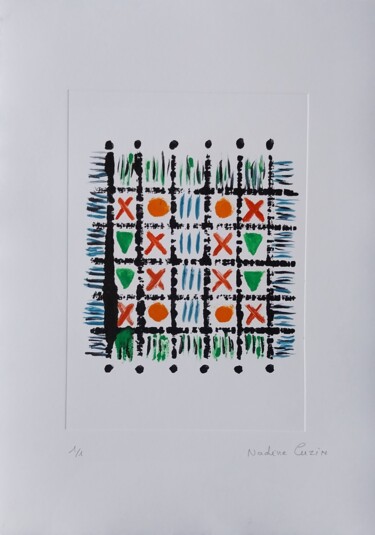 Gravures & estampes intitulée "Tapis" par Nadine Rivoal, Œuvre d'art originale, Monotype