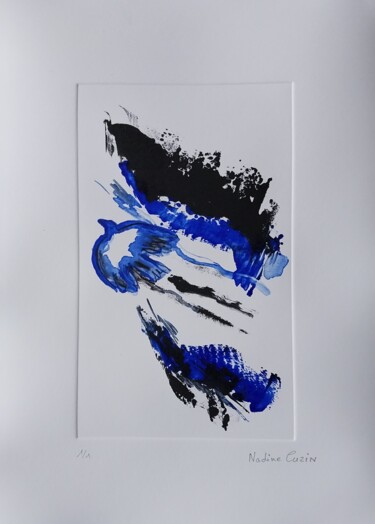Prenten & gravures getiteld "l'oiseau bleu" door Nadine Rivoal, Origineel Kunstwerk, Monotype