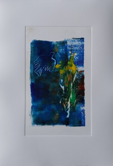 Incisioni, stampe intitolato "Oiseau vole 1" da Nadine Rivoal, Opera d'arte originale, Monotipo