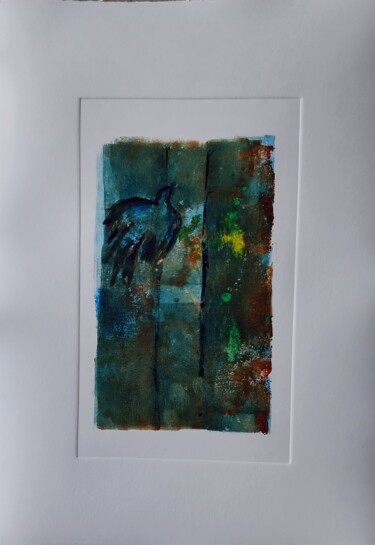 Incisioni, stampe intitolato "Oiseau vole 2" da Nadine Rivoal, Opera d'arte originale, Monotipo