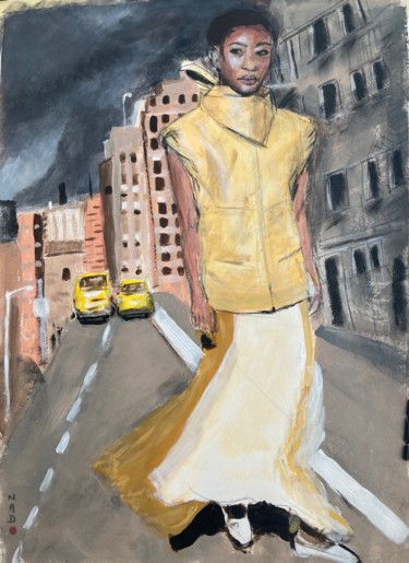 Pintura intitulada "TAXI GIRL" por Nadine Roth, Obras de arte originais, Acrílico