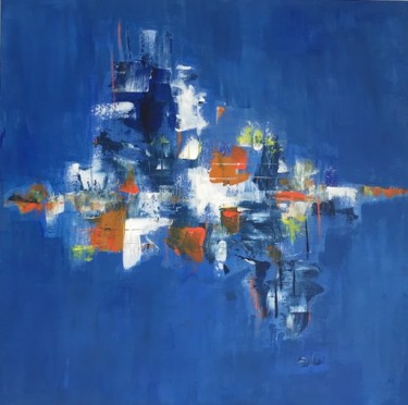 Painting titled "BRIGHT AND BLUE" by Nadine Roth, Original Artwork, Acrylic