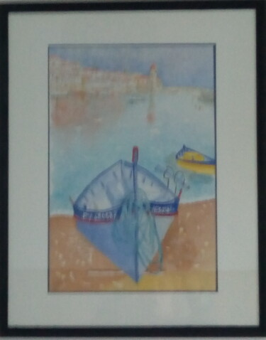 Painting titled "BarquesCatalanes" by Nadine Somoza, Original Artwork, Watercolor
