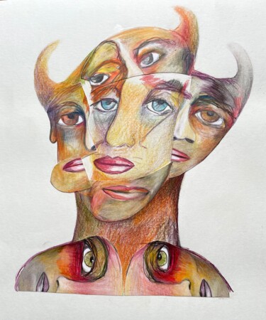 Drawing titled "Migraine" by Nadine Vergues, Original Artwork, Pencil