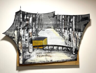 Textile Art με τίτλο "Sans cesse revenir" από Nadine Vergues, Αυθεντικά έργα τέχνης, Υφαντικές ίνες Τοποθετήθηκε στο Ξύλινο…