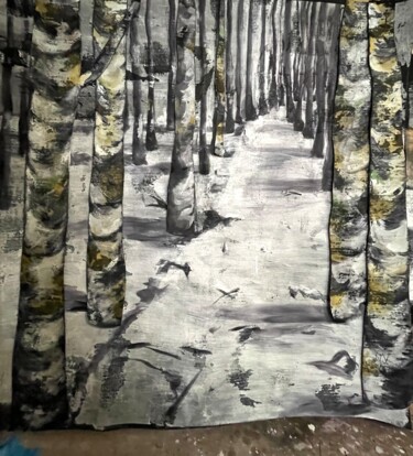 Textilkunst mit dem Titel "entrer en forêt, c'…" von Nadine Vergues, Original-Kunstwerk, Textilfaser