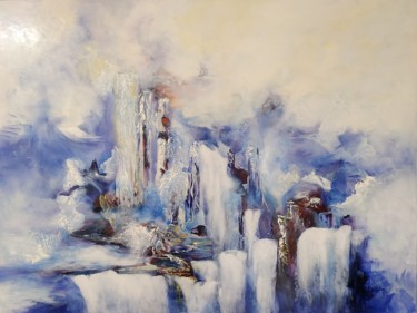 Pittura intitolato "Eaux célestes" da Nadine Bertulessi, Opera d'arte originale, pigmenti