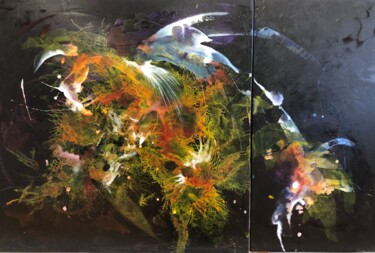 Painting titled "Apalala" by Nadine Bertulessi, Original Artwork, Oil Mounted on Wood Stretcher frame