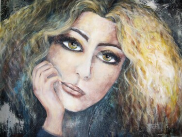 Painting titled "LA RÊVEUSE" by Nadine Bourneix, Original Artwork, Acrylic