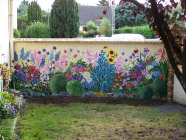 「fleurs de jardin」というタイトルの絵画 Nadine Coffinierによって, オリジナルのアートワーク, アクリル