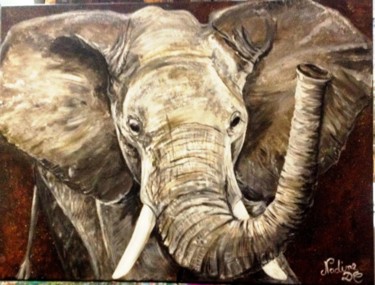 Peinture intitulée "éléphant" par Nadine Coffinier, Œuvre d'art originale, Acrylique