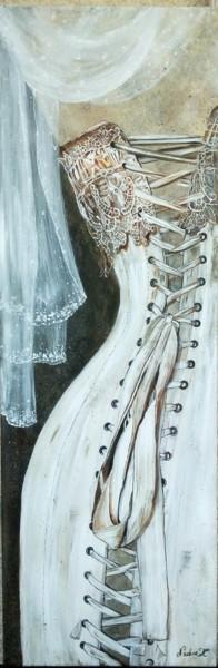 Painting titled "Le corset ancien" by Nadine Coffinier, Original Artwork, Acrylic