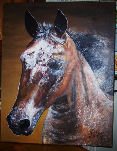 Pintura titulada "Tête de cheval" por Nadine Coffinier, Obra de arte original