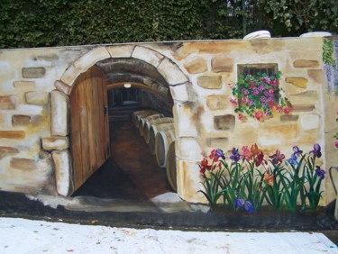 Peinture intitulée "La cave à vin" par Nadine Coffinier, Œuvre d'art originale