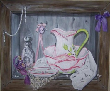Painting titled "Toilette d'antan" by Nadine Coffinier, Original Artwork, Acrylic