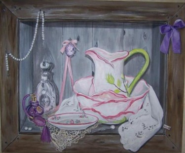 Malerei mit dem Titel "Toilette d'antan" von Nadine Coffinier, Original-Kunstwerk, Acryl