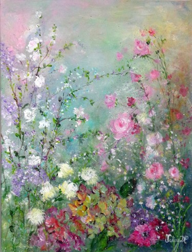 Painting titled "harmonie florale" by Nadine Coffinier, Original Artwork, Acrylic