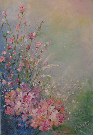 Pittura intitolato "bouquet." da Nadine Coffinier, Opera d'arte originale, Acrilico