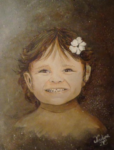 Pintura intitulada "cassy ma petite fil…" por Nadine Coffinier, Obras de arte originais