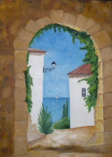 Peinture intitulée "VUE SUR MER" par Nad-Ev, Œuvre d'art originale