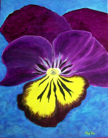 Peinture intitulée "CŒUR DE PENSEE" par Nad-Ev, Œuvre d'art originale, Acrylique