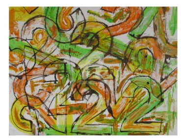 Peinture intitulée "Jeux de deux" par Nadine Monchaud, Œuvre d'art originale, Huile
