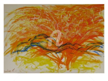 Peinture intitulée "Volcanique" par Nadine Monchaud, Œuvre d'art originale, Huile