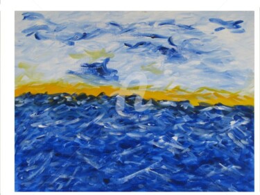 Peinture intitulée "Sable et mer" par Nadine Monchaud, Œuvre d'art originale, Huile