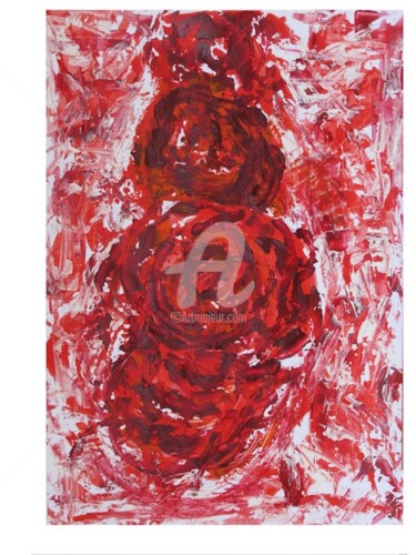 Peinture intitulée "Rouge" par Nadine Monchaud, Œuvre d'art originale, Huile