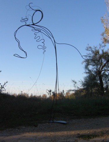 Scultura intitolato "Fierté africaine" da Nadine Trescartes (fildefériste), Opera d'arte originale, Metalli