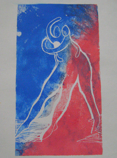 Gravures & estampes intitulée ""Envers et contre t…" par Nadine Trescartes (fildefériste), Œuvre d'art originale, Linogravur…