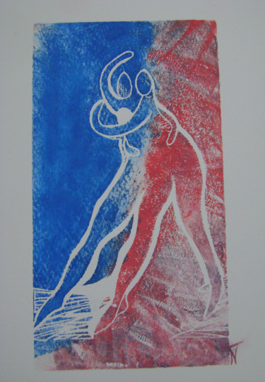 Printmaking titled ""Allez viens ma dou…" by Nadine Trescartes (fildefériste), Original Artwork, Linocuts