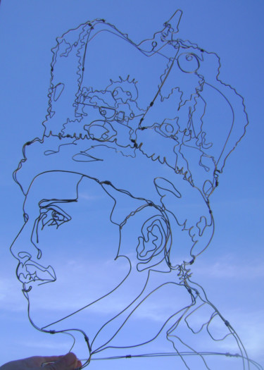 Sculpture intitulée "Freddie Mercury" par Nadine Trescartes (fildefériste), Œuvre d'art originale, Fil de fer